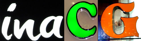 Large letters with a face made of plexiglass.